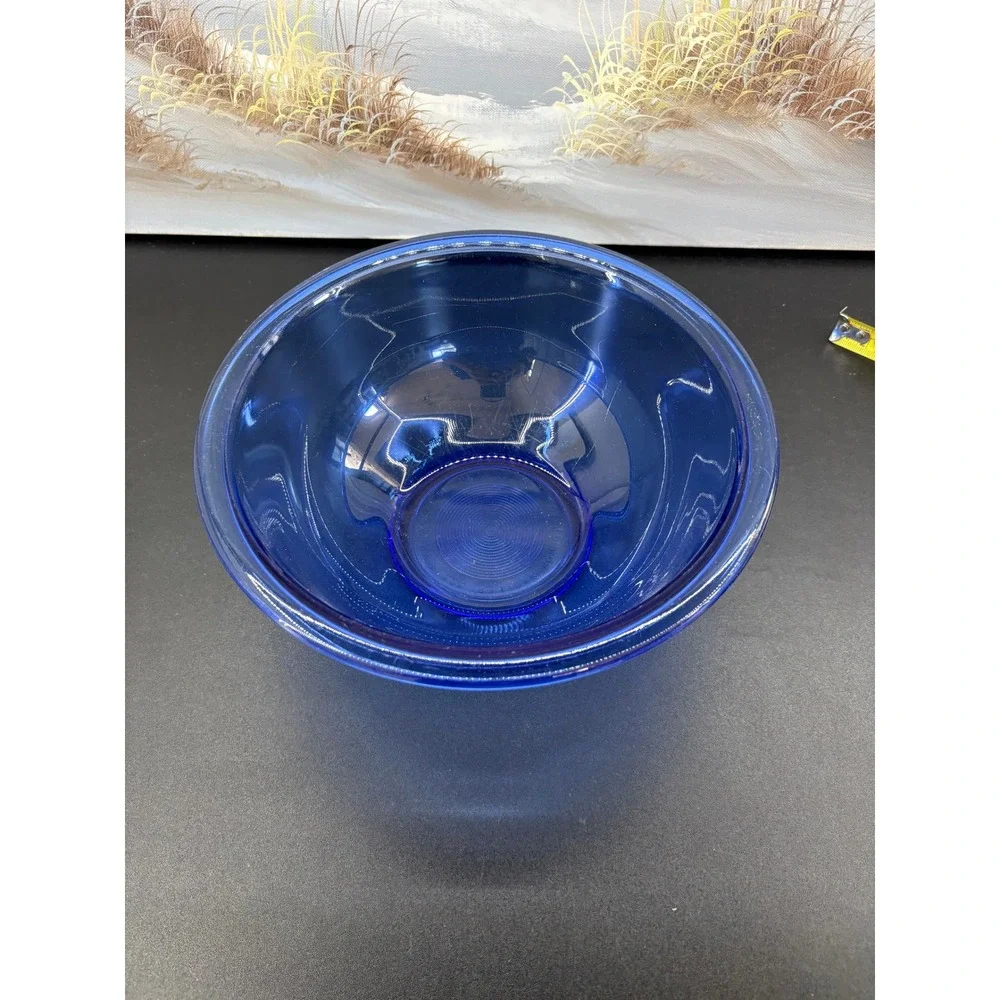 Pyrex Cobalt Blue Glass Mixing Bowl 2.5 Quart 325 Round Serving Dish Vintage